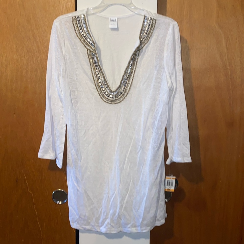 💛🤍🩶NWT INC Beachwear - Gold & Silver Sequined/Beaded